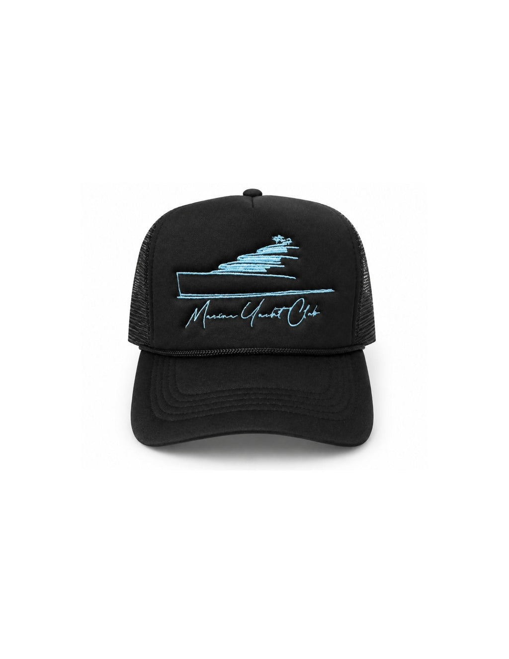 Marina Yacht Club Intl – Midnight Black Yacht Trucker Hat