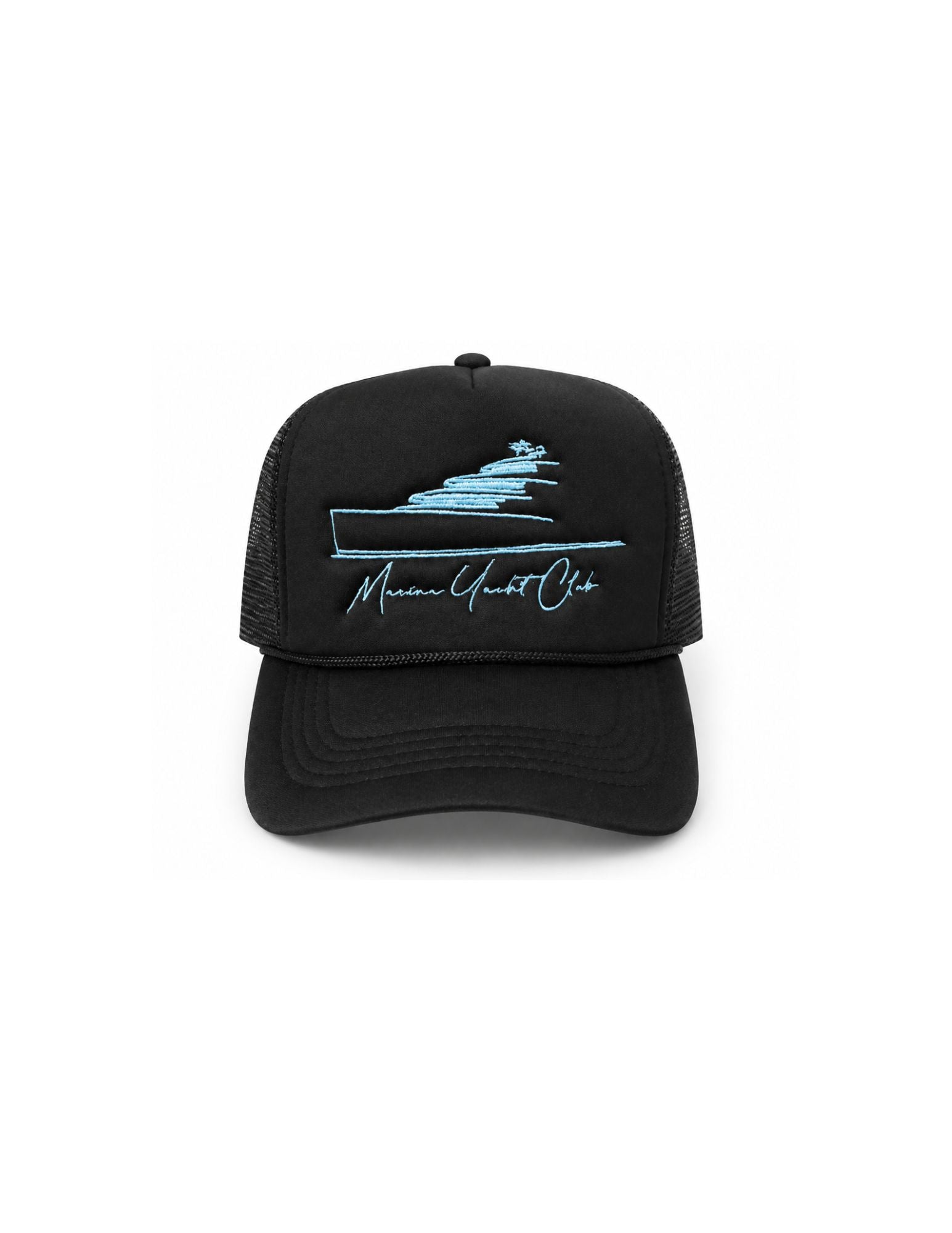 Marina Yacht Club Intl – Midnight Black Yacht Trucker Hat
