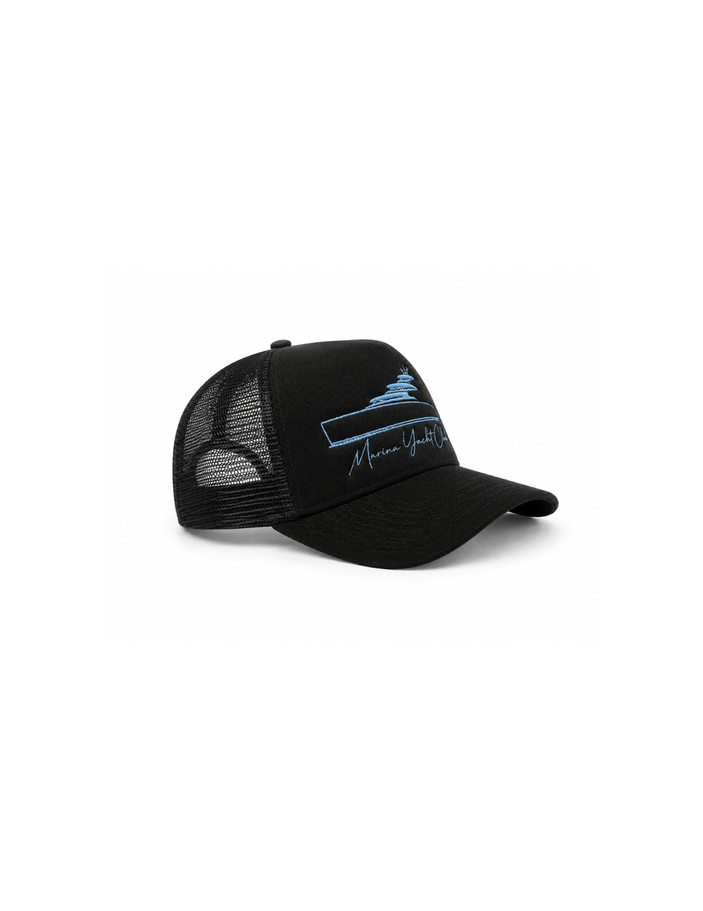 Marina Yacht Club Intl – Midnight Black Yacht Trucker Hat